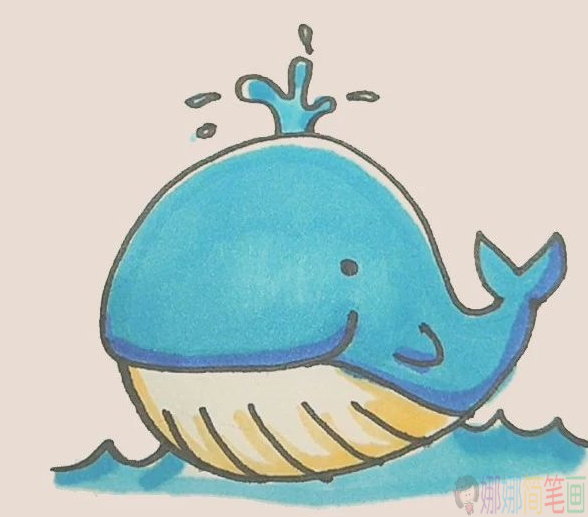 简笔画一只可爱鲸鱼的简单画法