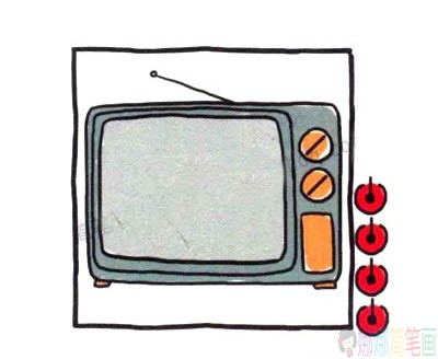 电视机简笔画四步画出 好看的复古电视机简笔画步骤图