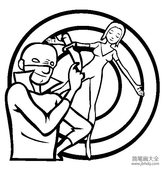 马戏团表演 飞刀投掷简笔画图片
