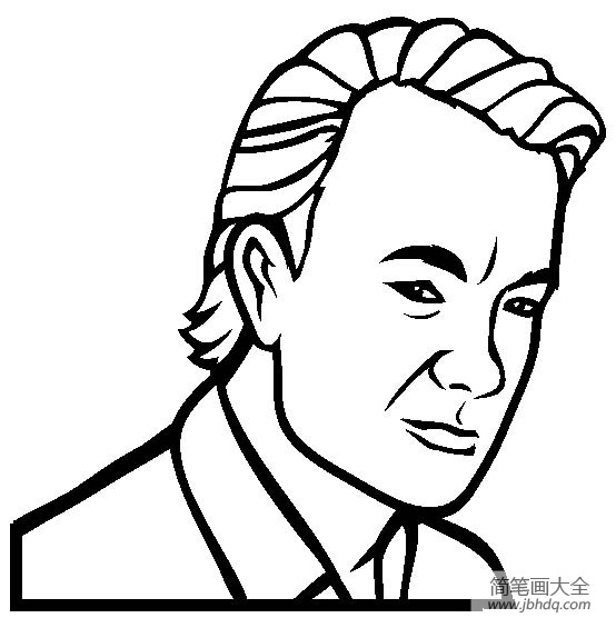 人物简笔画 著名演员汤姆·汉克斯简笔画图片