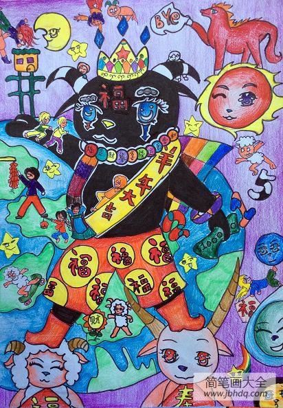 宇宙大逛欢水粉画