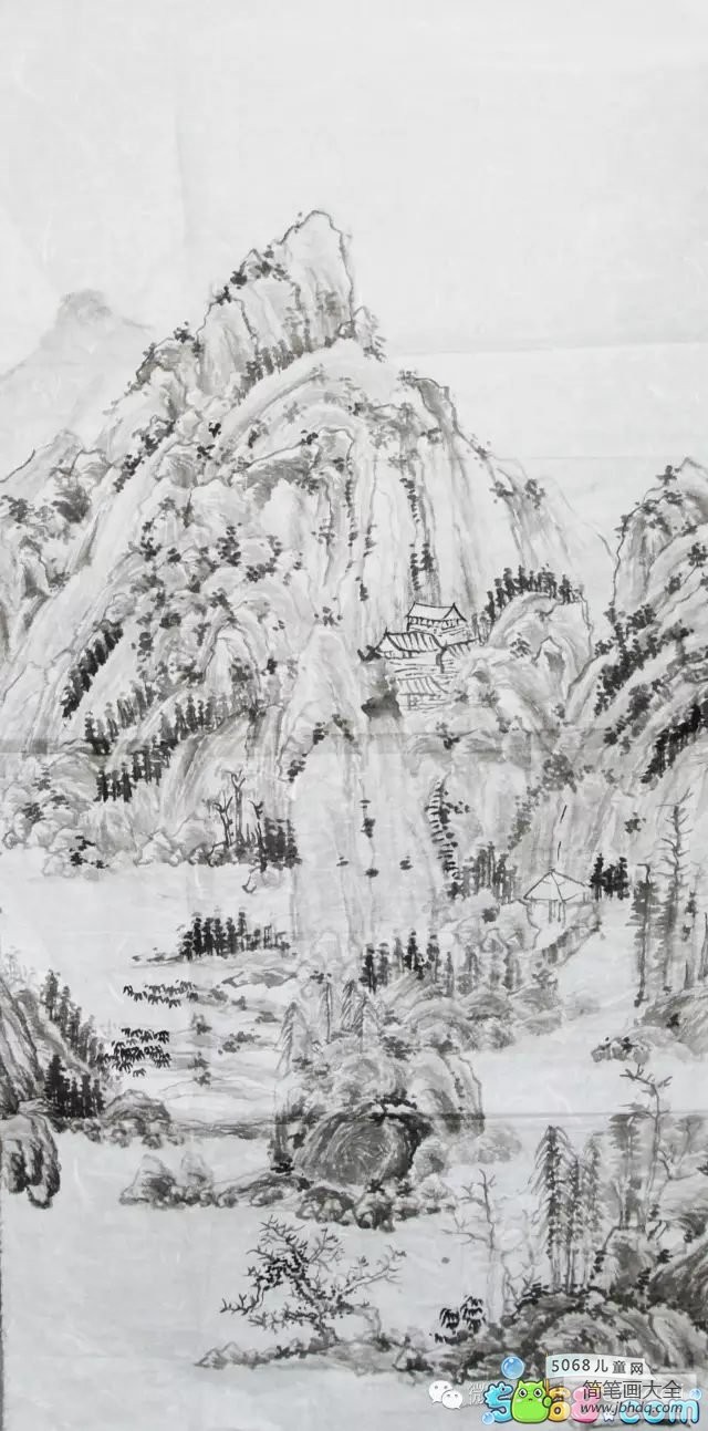 国画山水考级10级淡雅水墨山水优秀