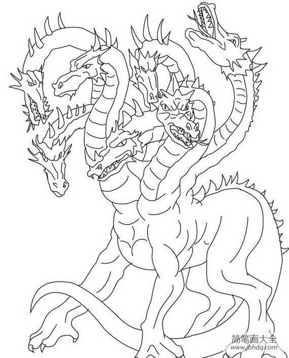 七头龙简笔画图片