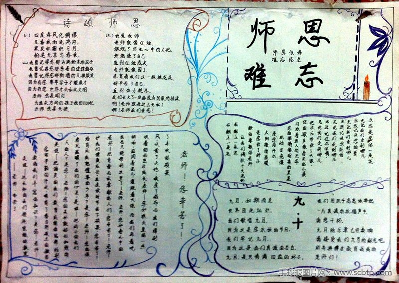 "感恩老师,让心灵飘香"主题手抄报