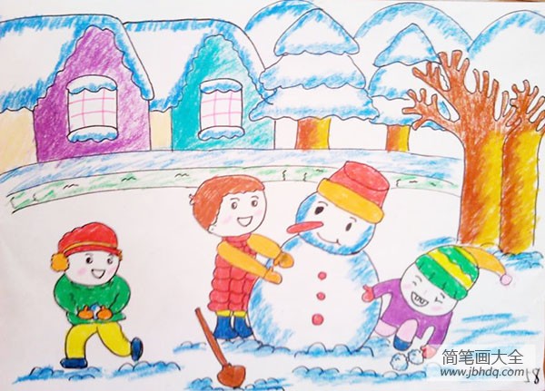 小学生美丽的冬天儿童画作品