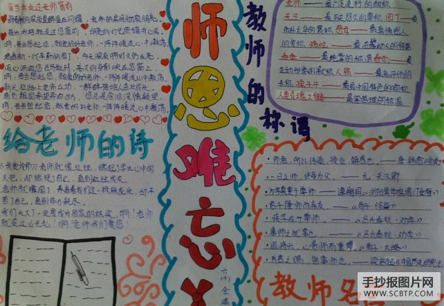 师恩难忘,感恩教诲的手抄报