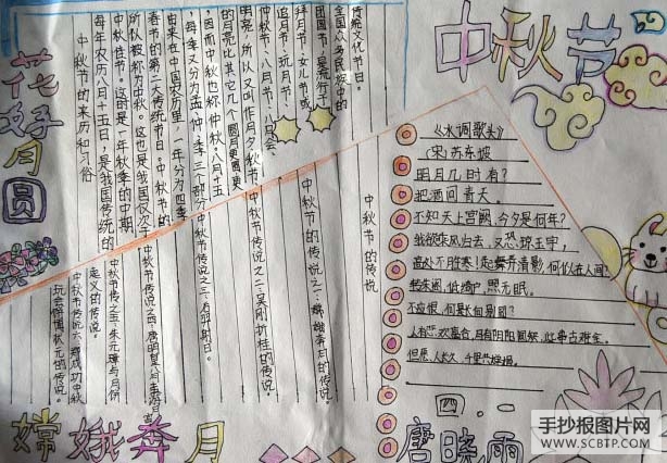 欢度中秋,家家团圆的手抄报