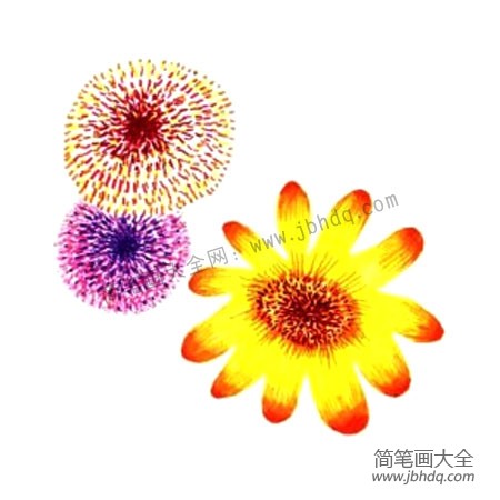 3.给蒲公英涂色，可以用写实的方式，也可以用夸张的手法涂色。