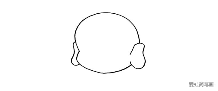 2.在画上他大大的耳朵.注意耳朵的画法。