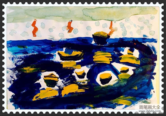 儿童画污染的海水