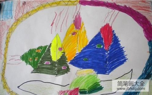 儿童画五色粽子
