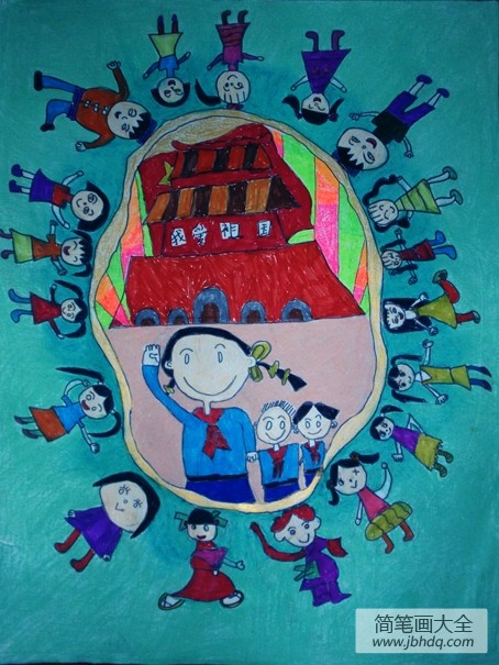 儿童水彩画:我爱祖国