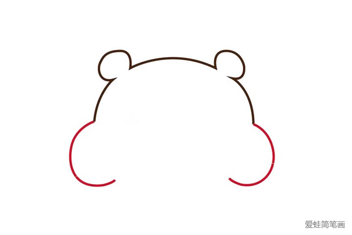 2.然后画圆圆的两颊。