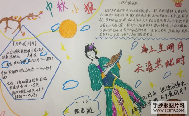 关于中秋,静夜思的手抄报
