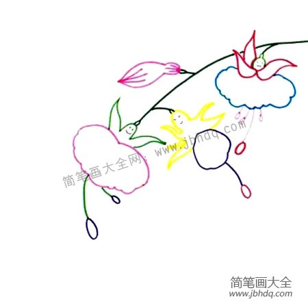 2.设计出跳舞的花儿们，舞姿动人，动势尽量有些变化。