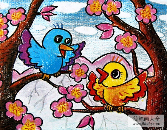 儿童画可爱的小鸟