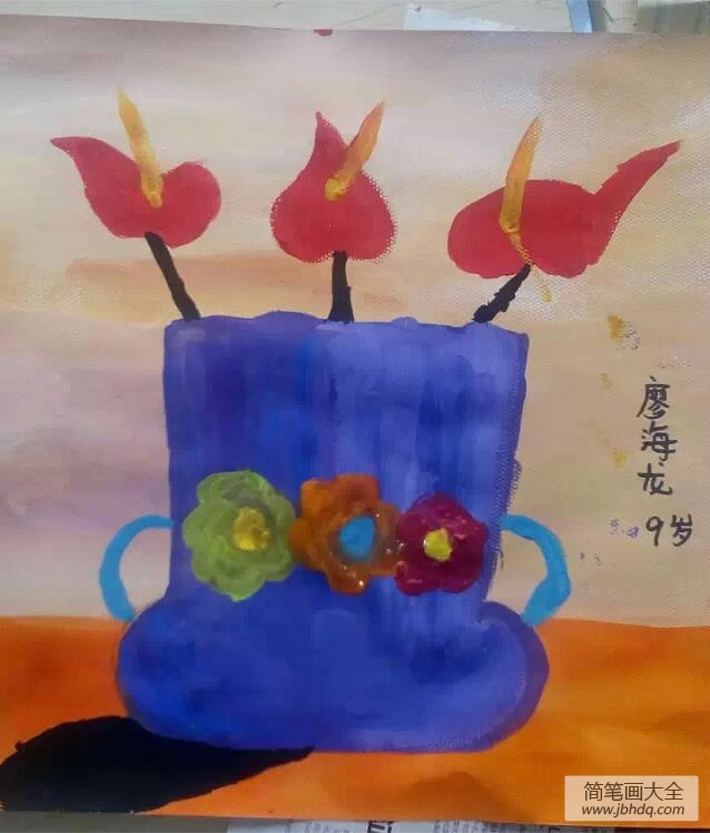 儿童画漂亮的红掌