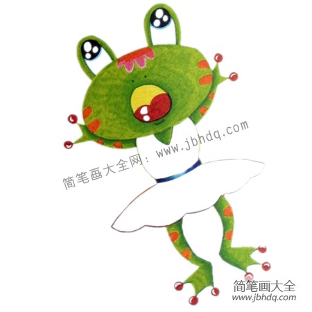 2.为青蛙的皮肤涂颜色，注意色彩的搭配。