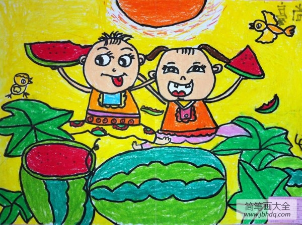 儿童画夏天