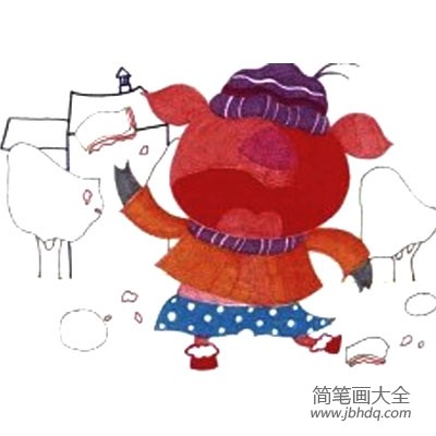 儿童水彩笔绘画教程11 小猪吃西瓜