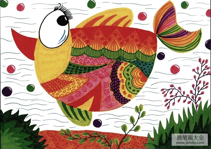 儿童水彩笔绘画教程7 大花鱼