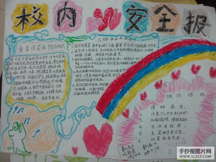 校园是我家,平安靠大家的手抄报