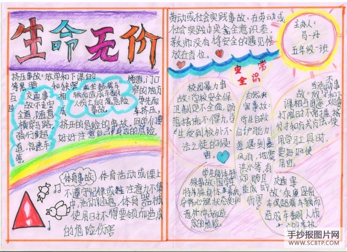校园讲安全,安全第一的手抄报