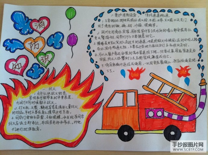 绿色拥抱大地,让火灾远离校园的手抄报
