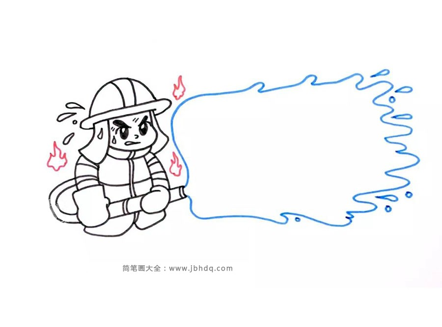 救火的消防员简笔画