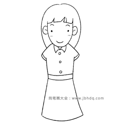 5.给衣服加上领子纽扣和腰带。