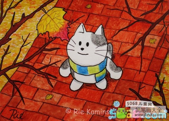 大脸猫的秋天美丽秋天图画儿童画分享