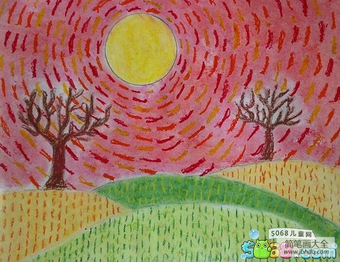 秋日的夜晚秋天的画三年级作品赏析