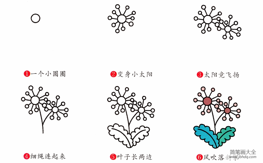 蒲公英简笔画画法