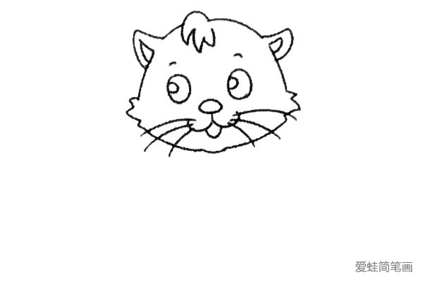 4.画出猫咪的鼻子、胡子和嘴。