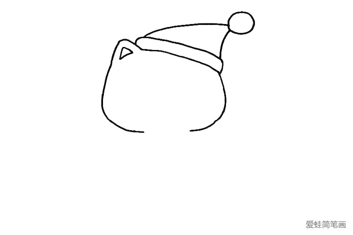 4.在左边耳朵画一个三角形。