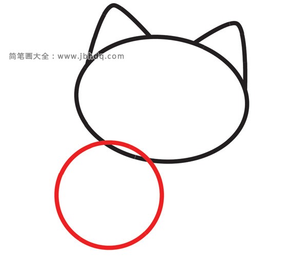 (步骤3)在椭圆下方画一个小一点的圆。