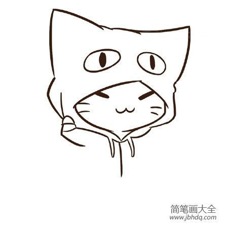 戴帽子的小猫简笔画