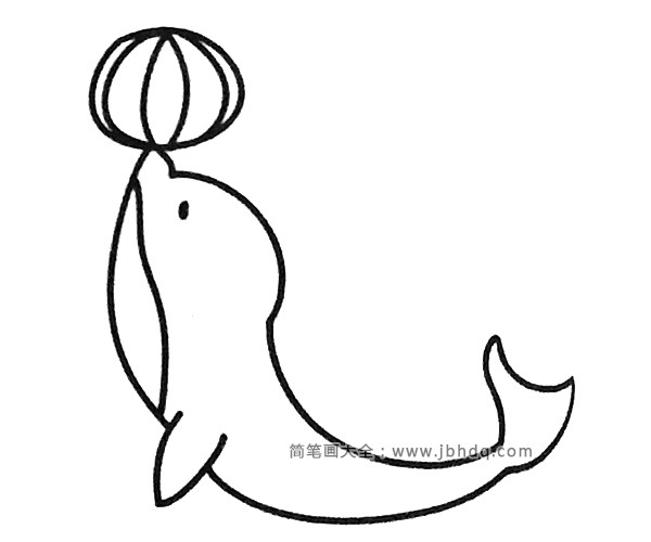 一组可爱的海豚简笔画图片