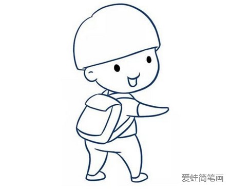 背书包的小男孩简笔画
