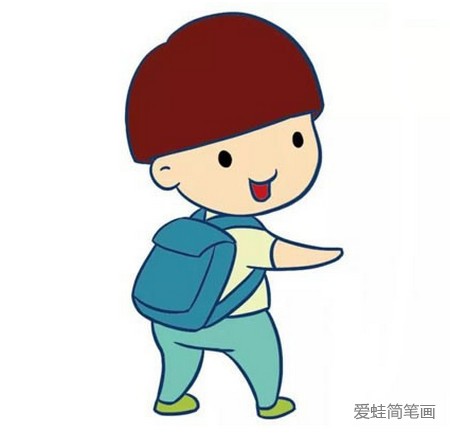 背书包的小男孩简笔画