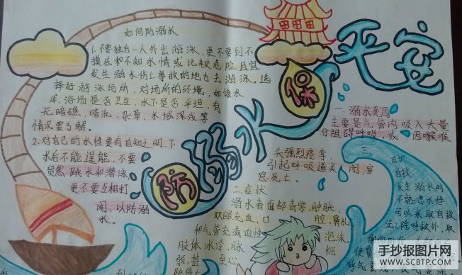 关于预防溺水，珍爱生命的手抄报