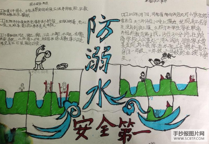 关于防溺水,安全第一的手抄报