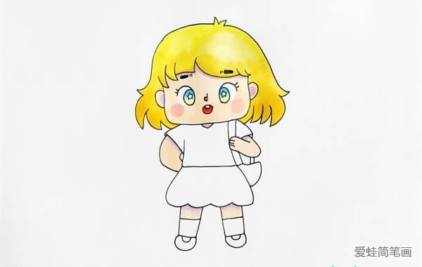 卡通小女孩怎么画简笔画