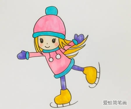 滑冰的小女孩简笔画