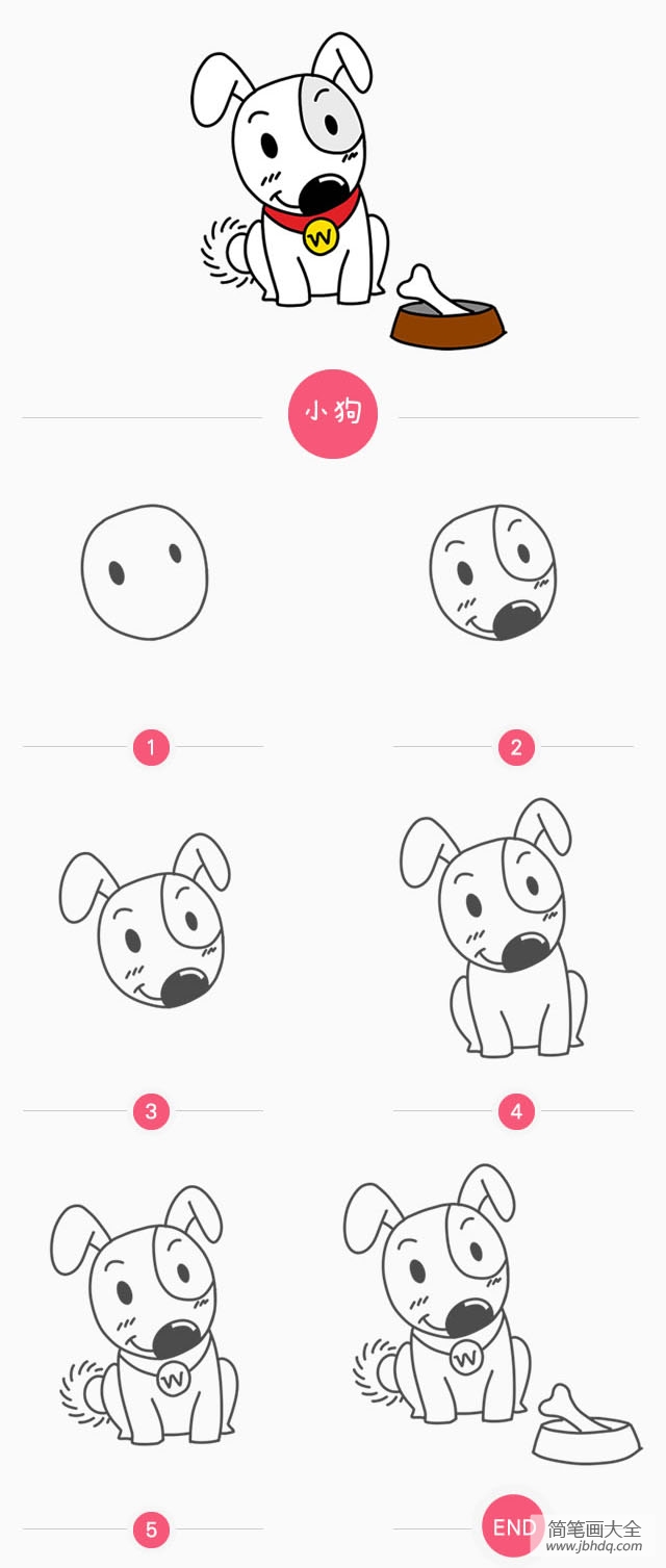 爱吃骨头的小狗简笔画