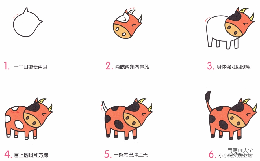 小花牛的简笔画画法