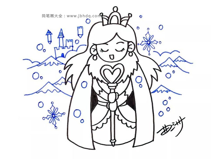 冰雪王国的公主简笔画图片1