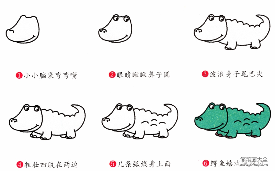 鳄鱼简笔画画法