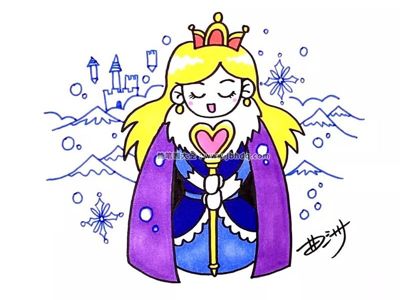 冰雪王国的公主简笔画图片2