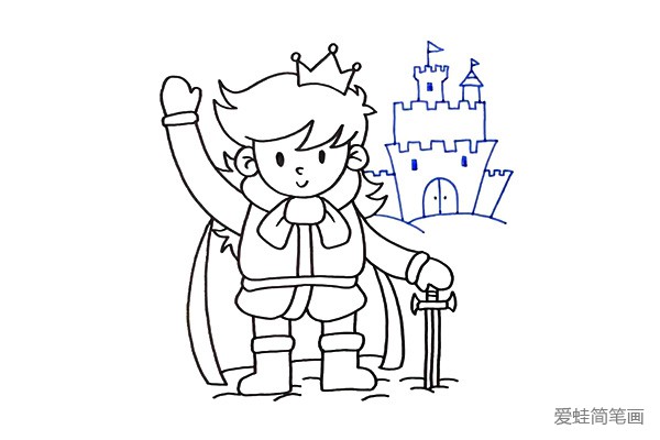 4.人物画好之后，我们来画出背景，在王子的身后是他的冰雪城堡。
